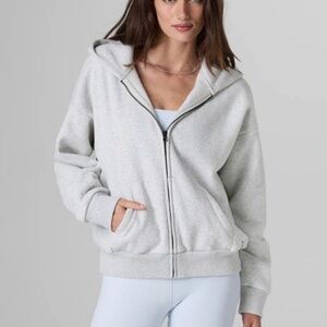 VUORI Restore Full Zip Hoodie (Pale Grey Heather, Large)